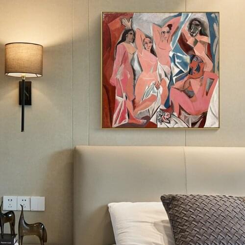Les Demoiselles d'Avignon, 1907 by Pablo Picasso Canvas Paintings Famous Artwork Reproductions Wall Art Canvas Pictures Cuadros
