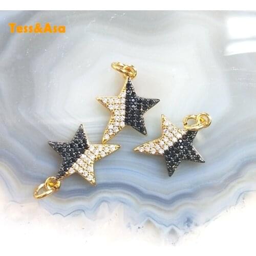 5pcs Two Tone Star Pendant For Women Necklace Cubic Zircon Five Pointed Star Pendant Pointed Star Pendant DIY Women Jewelry Set