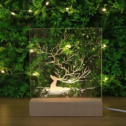 Elk Small Table Lamp USB Powered Night Light 3D Deer Glow Party Supply Christmas Led Light Holiday Decorations for Home Party