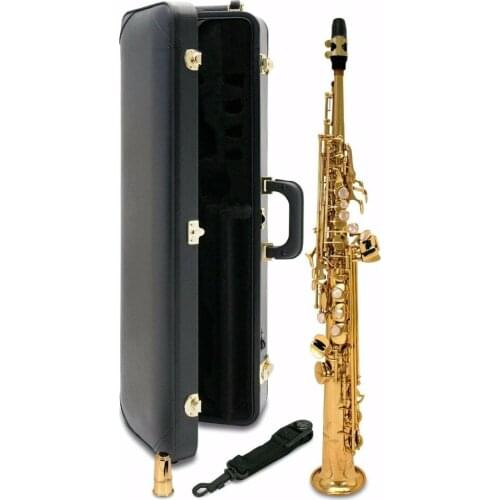 MFC Soprano Saxophone S-WO2 S-902 Gold Lacquer Sax Soprano Mouthpiece Ligature Reeds Neck Musical Instrument Accessories