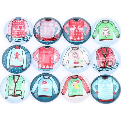 Mix Christmas Sweater Photo Round Glass Cabochon 12mm 14mm 18mm 20mm 25mm 30mm Diy Flatback Jewelry Accessories