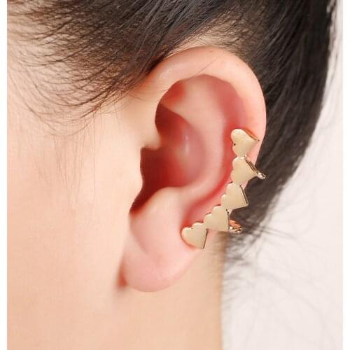 Fashion simple no hole earring women love heart harajuk clip earrings fake piercing ear cuff for lovely girls ear wear ornaments