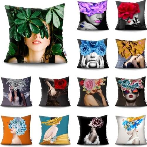 MTMETY European American fashion girl cushion cover Simple flowers Pillows Cases for Sofa Home Decoration Pillowcase Funda Cojin