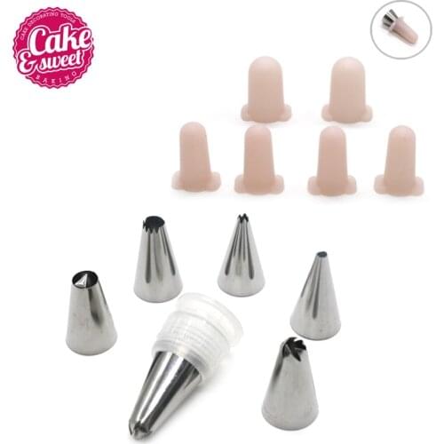 13Pcs/set Stainless Steel Nozzles Plastic Icing Tips Silicone Piping Cover Set For Cake Decorating Cake Baking Tools