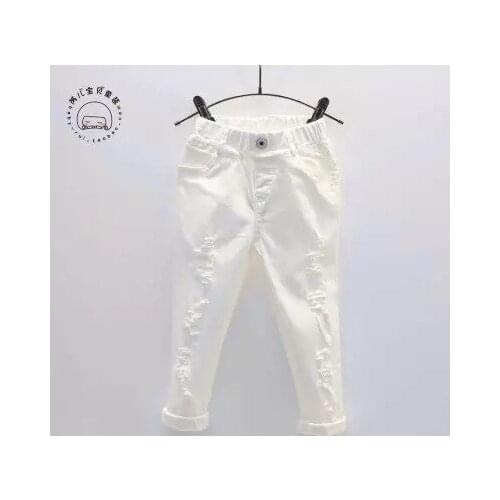 Girls 2020 summer new childrens all-match ripped pencil pants jeans kids dresses for girls toddler girl pants Appliques