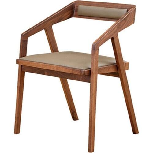 Solid wood dining chair Cafe Bar Restaurant milk tea shop single chair household back cushion chair WOOD vanity chair