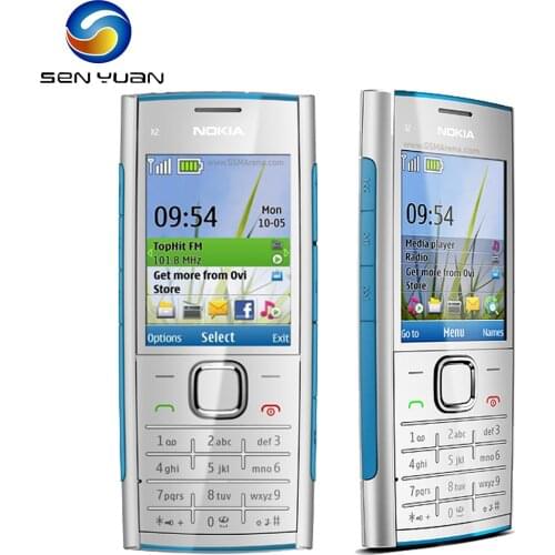 X2 Original Nokia X2-00 Phone Bluetooth FM JAVA 5MP Unlocked Mobile Phone with English/Russia/Hebrew/Arabic Keyboard Support