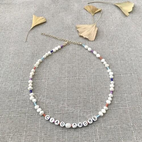 Fashion Personalized Custom Necklace Irregular Pearl Colorful Beads Mix And Match Choker Gifts For Friends Name Naszyjnik