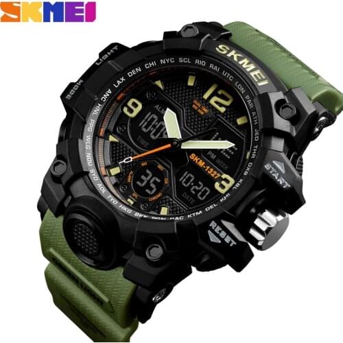 Luxury Mens Watches SKMEI Brand Sports Watches Dual Time Quartz Digital Outdoor Military LED Wristwatches Relogio Masculino