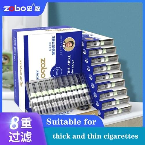 ZOBO Genuine Disposable Cigarette Holder Filter Eight-Ply Activated Carbon VC Filtration Mens Thick and Thin Cigarettes Smoke