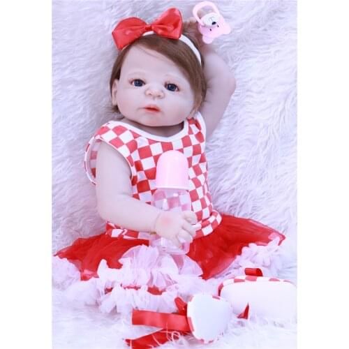 Pretty reborn babies full silicone doll reborn for child gift toys bebe 22" reborn menina de silicone menina 55 cm