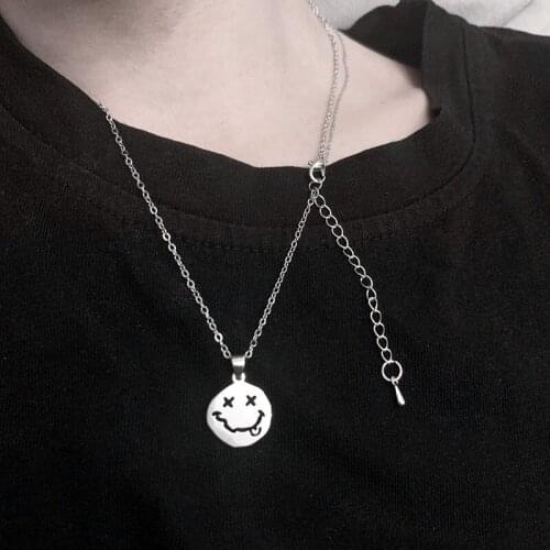 Smiley Chains Pendants for Women Korea Style Funny Charm Pendant Jewelry Student Gifts Necklaces