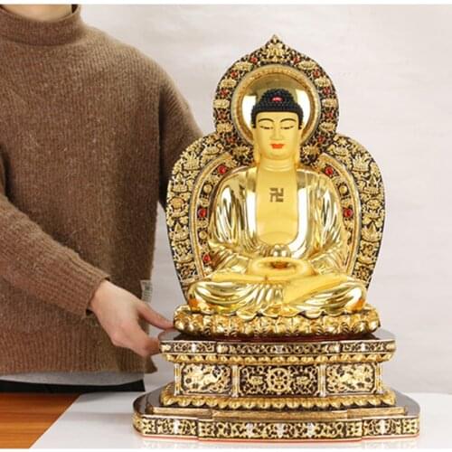 56cm large Buddhist high-grade home patron saint gold gilding Sakyamuni Amitabha buddha statue TOP efficacious Talisman Mascot