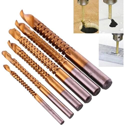 6Pcs/Set Top quality Titanium Plating High-Speed Steel Drill Bits Carpenter Woodworking Drilling Cut Grooving Saw Drill Bits#2