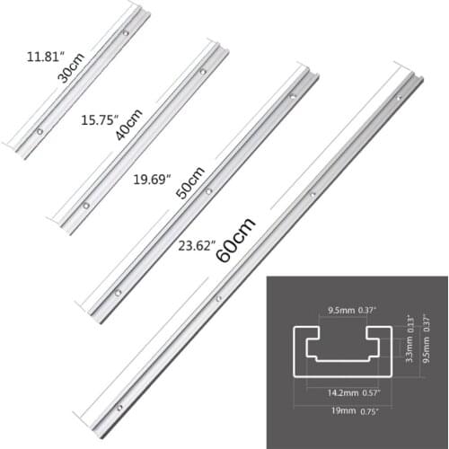 30/40/50/60cm T-track T-slot Miter Track Jig Fixture Slot T-Slot Miter 19x9.5mm For Table Saw Router Table Woodworking Tool 649A