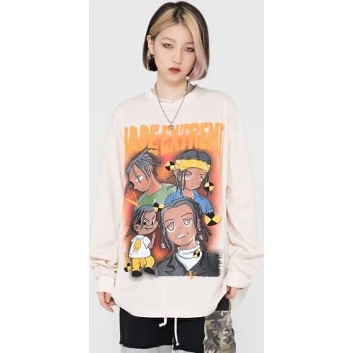 Tokyo Y2k Gothic Printing Mens Streetwear Sweatshirts Retro Homme Shirt Oversized Anime Hoodie Harajuku Men Graffiti Sweatshirt