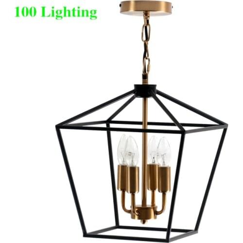 Vintage Loft LED Pendant Lights Restaurant Kitchen Hanging Light Fixtures Black/Gold Metal Cubic E27 Chain Suspension Home Deco