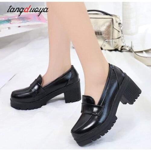 Japanese High School Student Shoes Girly Girl Lolita Shoes Cospaly Shoes JK Uniform PU Leather Loafers Casual Shoes