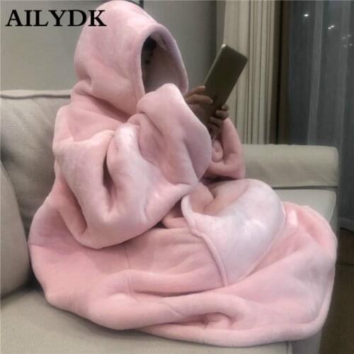 Winter Thick Comfy TV Blanket Sweatshirt Solid Warm Hooded Blanket Adults And Children Fleece For Weighted Travel Beds Blankets