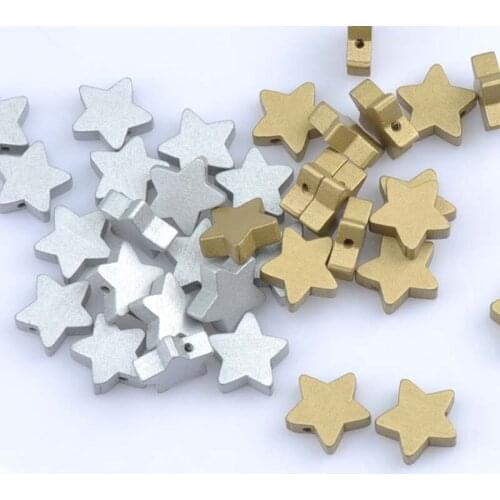 Gold and silver Natural Wooden Star Wooden Spacer Beads For Jewelry making DIY kids 19mm 50pcs MT1487