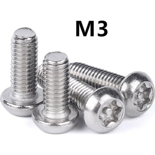 200pcs/lot M3x4/5/6/8/10/12/14/16/18/20/25/30mm Stainless steel pan head torx with pin screw anti theft safety security screws