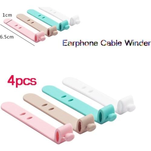 4PCS Earphone Cord Winder Silicone Data Cable Organizer Wire Wrapped Cord Storage Clip For IPhone Samsung Earphone Multipurpose