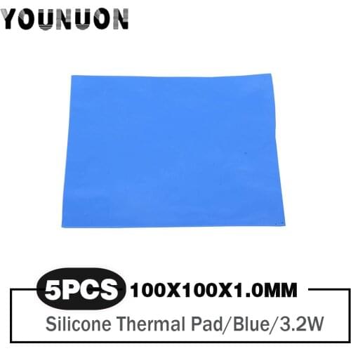5 Pieces 100*100*1mm Thermal Pad GPU CPU Heatsink Cooling Conductive Silicone Pad