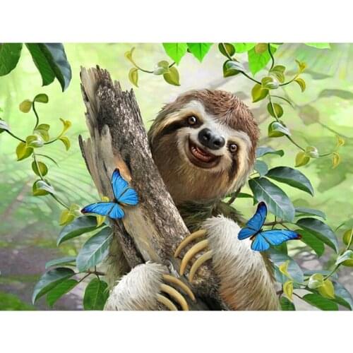 Diamond Painting Portrait Needlework Full Drill Diamond Smile Lovely Sloth Embroidery Cube Drill Decorate Rhinestones Mosaic Set