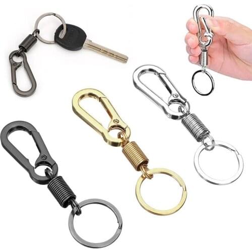 Car Keychain Simple Strong Carabiner Shape Keychain Climbing Hook Key Chain Rings Stainless Steel Man Gift Auto Interior