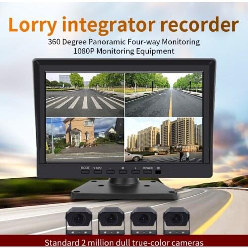 10.1 Inch 4 Channel AHD Car Vedio Recorder DVR System Car Rear Front Left Right View Camera Monitory System Support 128G SD Card