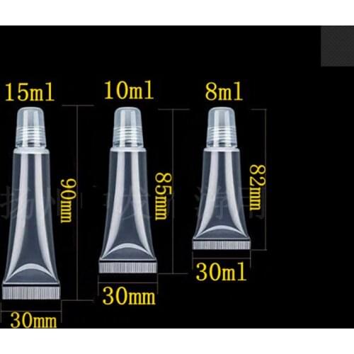 30pcs 5/8/10/15ml lip gloss tubes Lip Balm Soft Hose Makeup Squeeze Sub-bottling Clear Plastic Lipstick Tube Container