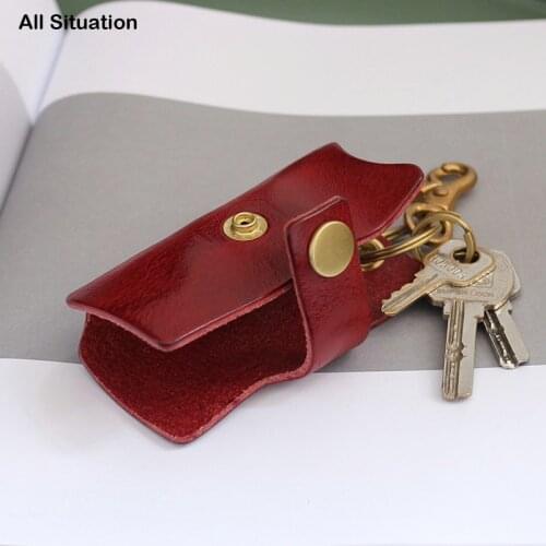 Luxury Car Key Bag Men First Layer Cow Leather Top End Handmade Vintage Housekeeper Keychain Women Organizer Hasp Key Chain