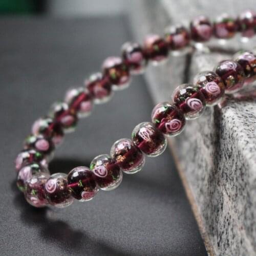 20Pieces/Lot 10mm*8mm Lampwork Glass Beads Flower Abacus Beads Purple Color for jewelry making