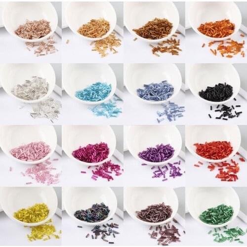 400Pcs/Bag Seedbead Tube 2*6mm Silver Core Czech Glass Seed Bugle Beads cross-stitch embroidery Jewelry DIY Garment Accessories