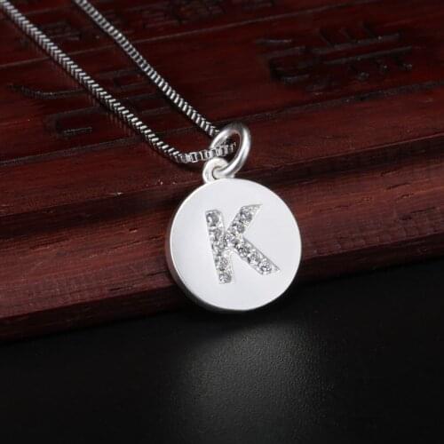 10mm white CZ initial 26 alphabet letter ABC name charms coin beads pendant stackable choker necklaces couple jewelry