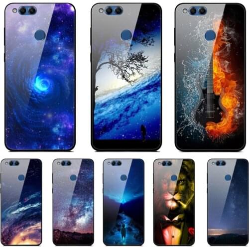 Tempered Glass Phone case For Huawei Honor 7X Case Print Silicon Back Cover For Huawei Honor 7X Case BND-L21 Bumper Honor 7 X X7