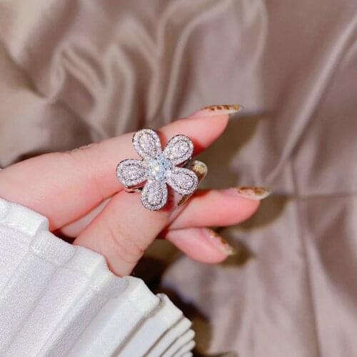 Elegant Temperament Princess Cut Promise Ring 925 Sterling Silver Big Flower Wedding Band Statement Jewelry Christmas Gift