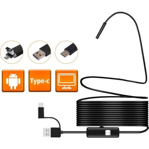5.5mm Lens Endoscope Camera Android USB Endoscope Flexible Wire Led Light Inspection Camera Waterproof Borescope For Android PC