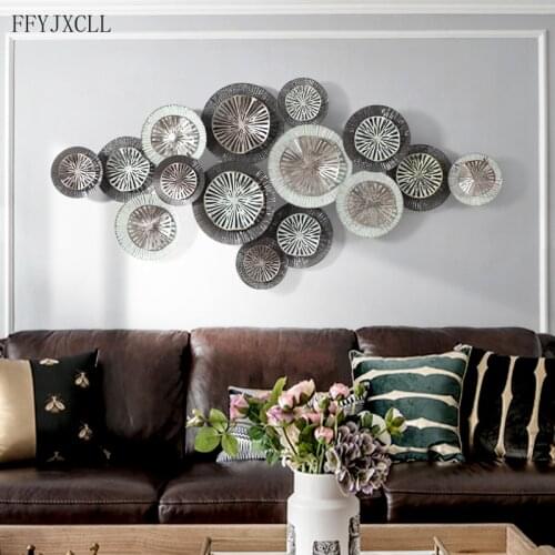 European simple light luxury iron wall decoration living room metal 3D pendant creative restaurant home decoration