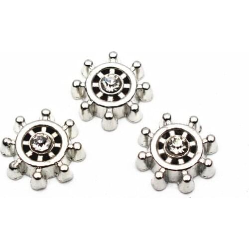 Hot selling 10pcs/lot Crystal Rudder Floating charms Silver Alloy Charms Living glass Memory Lockets DIY Jewelry