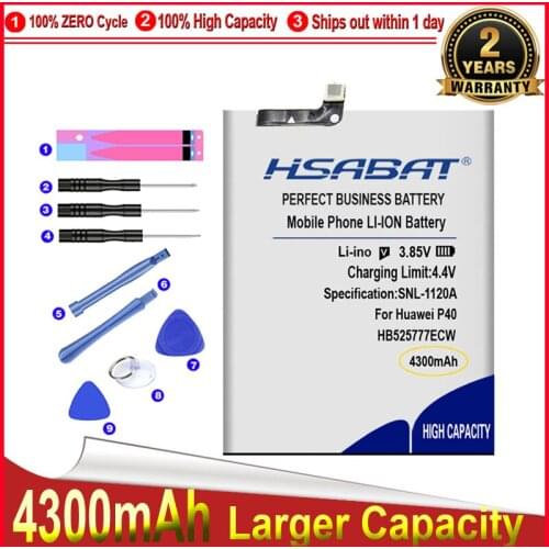 HSABAT 0 Cycle 4300mAh HB525777ECW Battery for Huawei ANA-AN00,ANA-TN00,P40 High Quality Mobile Phone Replacement Accumulator
