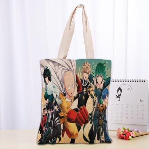 Custom ONE PUNCH-MAN Tote Bag Reusable Women Canvas Shoulder Bag Handbag Shoulder Pouch Foldable Canvas Shopping Bags