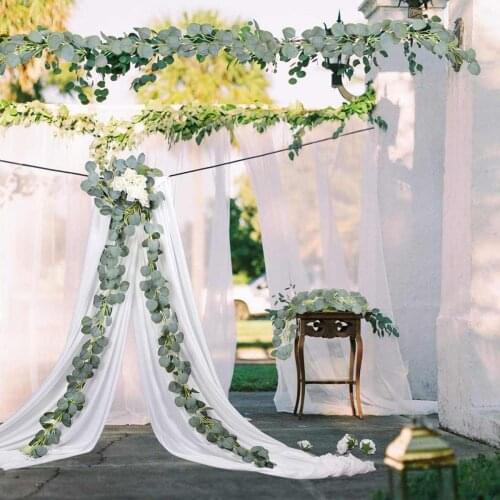 Artificial Green Eucalyptus Willow Leaves Garland Vine Wedding Greenery Home Birthday Party Table Wall Green Leaves Decoration