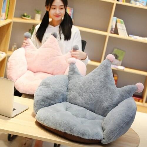 Cat Winter Bed Solid Color Crown Shaped Pet Plush Pillow Stuffed Seat Cushion