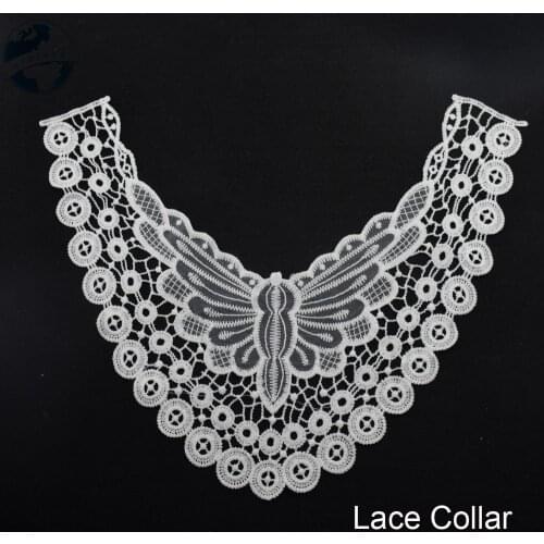 Lace false collar white embroidered fake lace collar trim diy women applique sewing supplies african guipure lace collars#3639