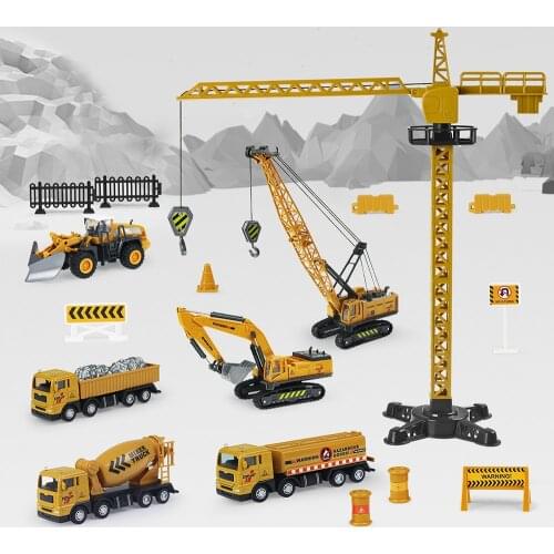 Alloy Diecast Dump Truck Excavator Crane Metal Model Simulation Assembly Engineering Construction Car Toys for Boy Children Gift