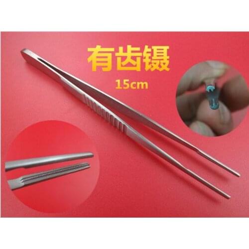 Medical stainless steel tweezers tissu scatheless tweezers with hook and groove Noninvasive Vascular tweezers instrument