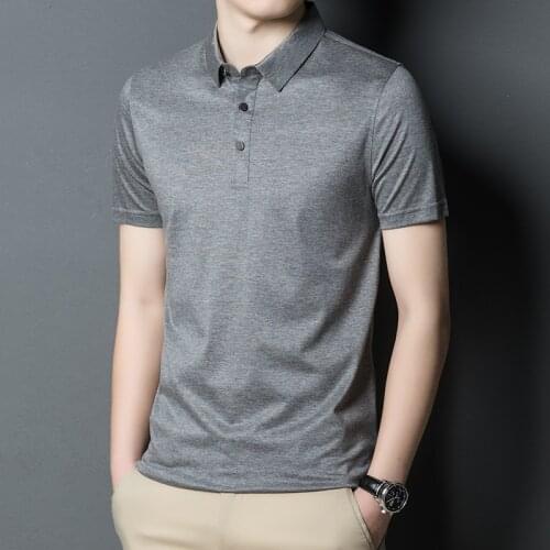 Men Polo Shirts New Design Summer Casual Natural Silk Business Solid Color Slim Fit Short Sleeve Brand Male Clothes