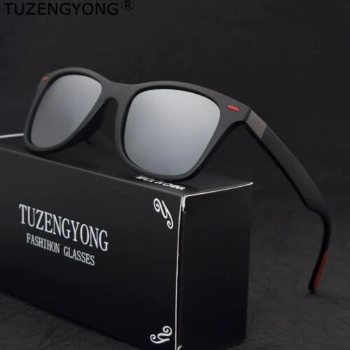 TUZENGYONG BRAND DESIGN Classic Vintage Rivet Polarized Sunglasses Men Women Driving Square Frame Sun Glasses Male Goggle UV400