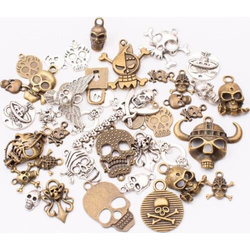 Mix 100g 7colour different Anchor Heart Skull Charms pendants for Bracelet Necklace DIY Jewelry Making Finding Accessories
